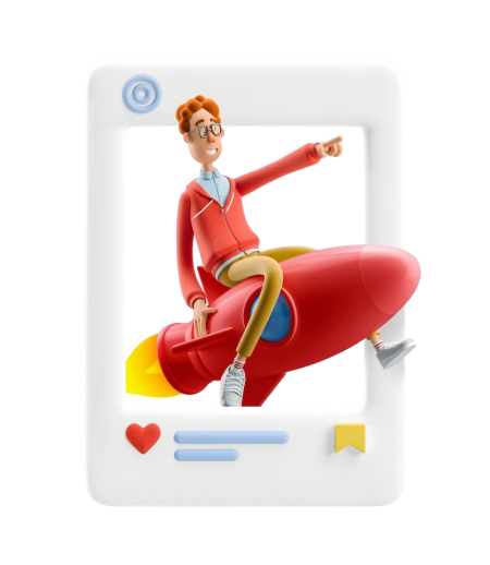 3d-illustration-social-media-concept-nerd-larry-is-flying-rocket